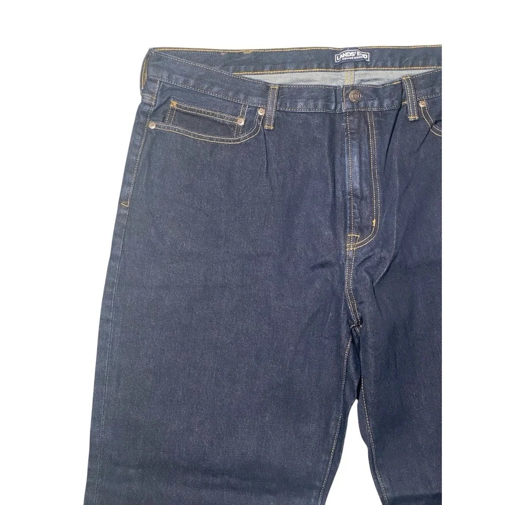 Lands'‎ End Straight Leg Dark Wash 5-Pockets Traditional Fit Jeans Men's Size 42